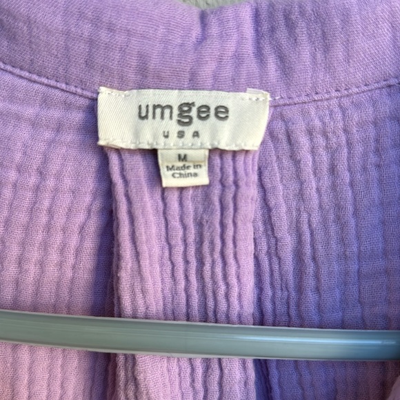UMGEE lavender 100% cotton short sleeve button-down - Picture 2 of 7